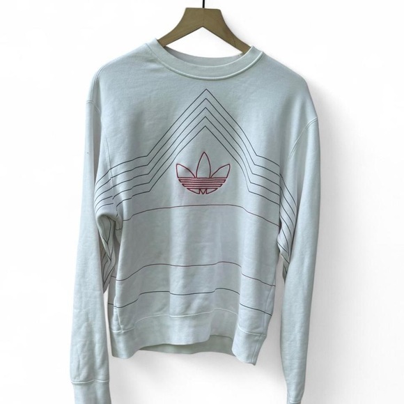 Adidas White Crewneck with Red Trefoil - Picture 1 of 5